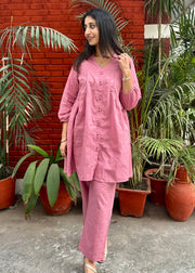 Pink Cotton Dobby Coord